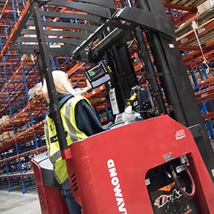 Image:  Forklift in warehouse.